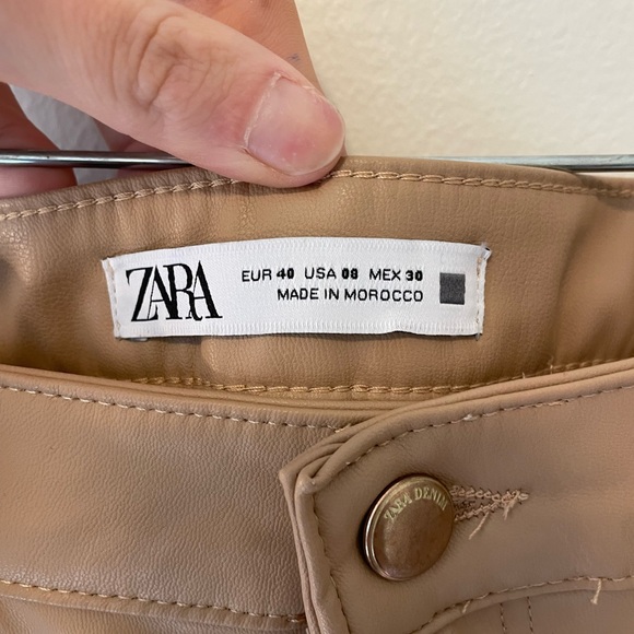 Zara Tan Leather Pants - Picture 5 of 11